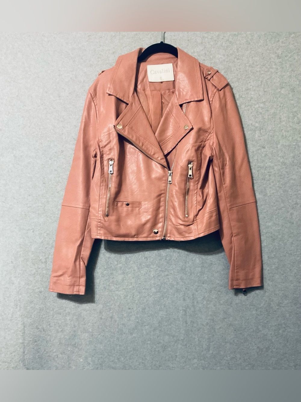 Cavalini Dusty Rose Leather Moto Jacket  Sz L